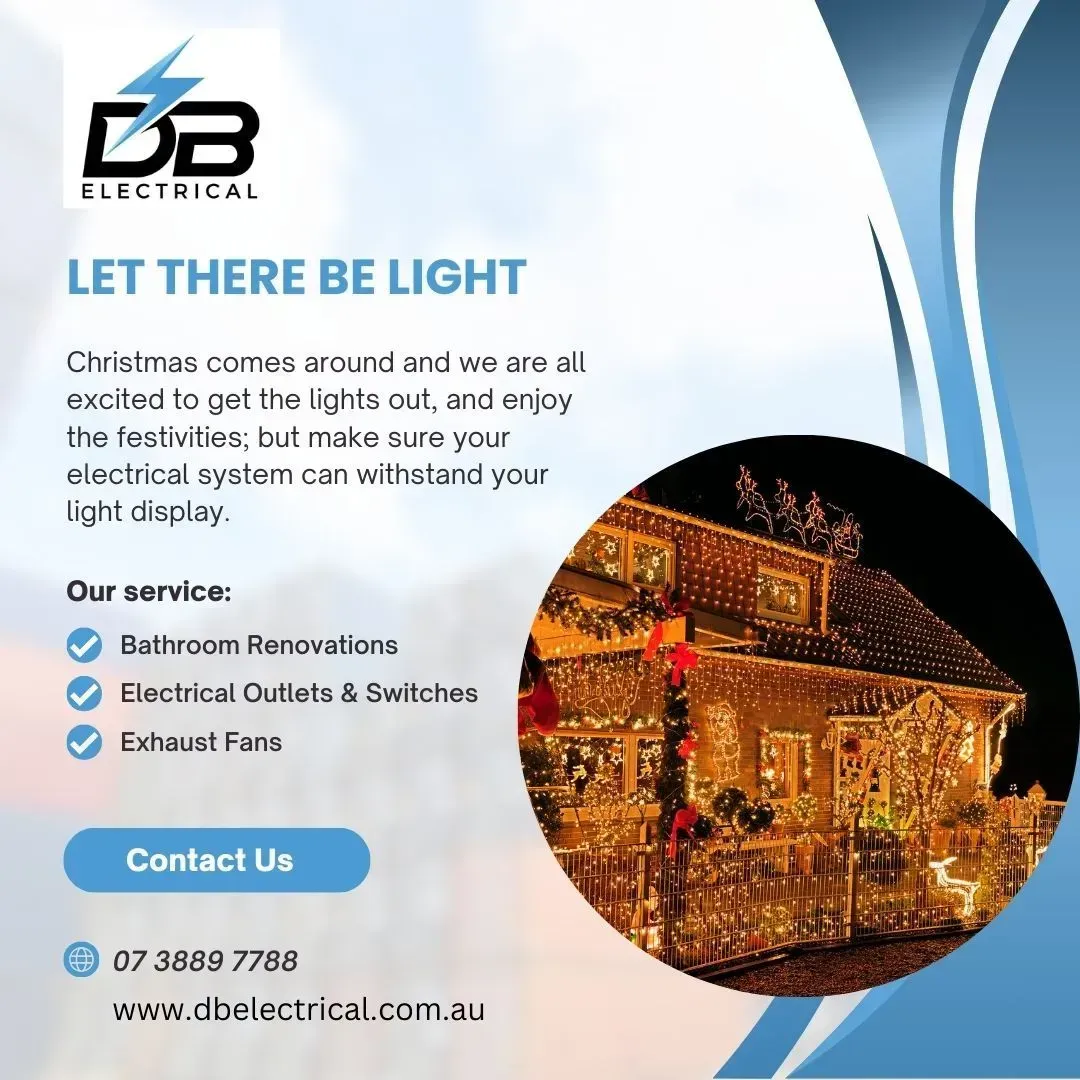 An Advertisement For DB Electrical Shows A House Decorated For Christmas – Brendale, QLD - DB Electrical