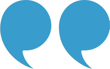 A pair of blue speech bubbles on a white background.
