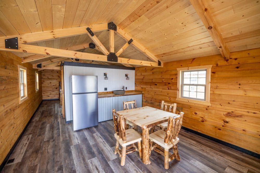 Dining And Kitchen Area Inside A Cabin In Kansas City