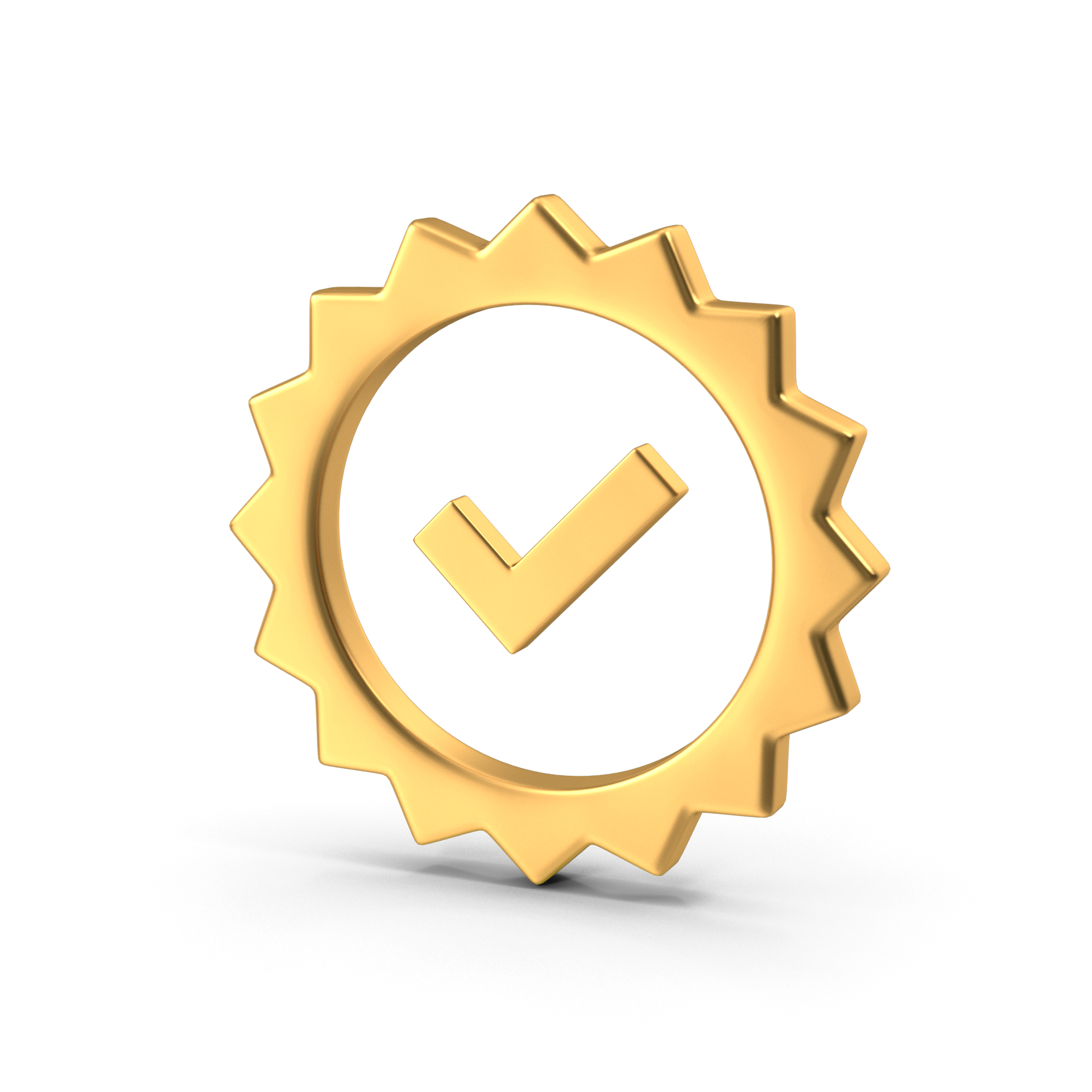 A gold circle with a check mark inside of it