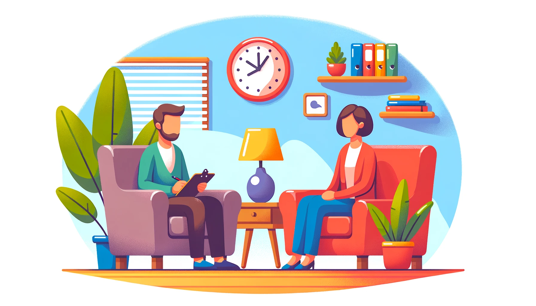 Patient sitting with a counselor in an office