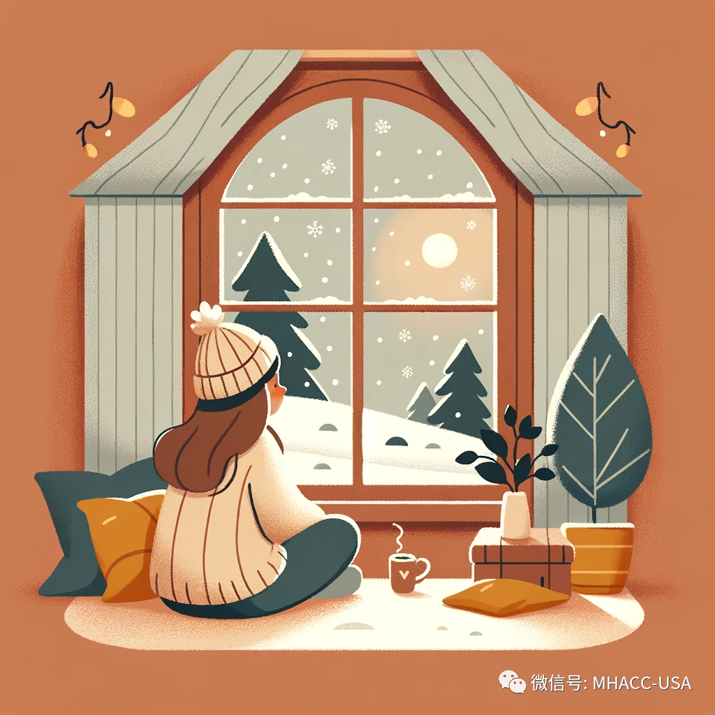 Girl with seasonal affective disorder sitting inside during winter