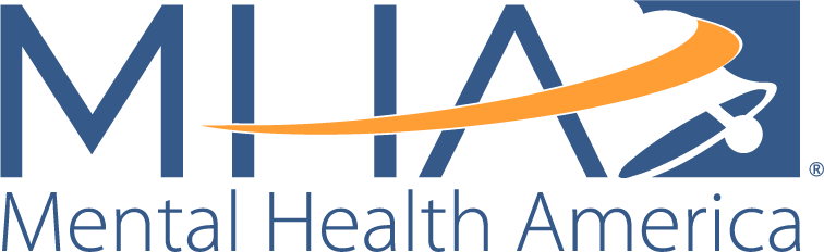 Mental Health America logo with blue and orange stylized swoosh and white figure