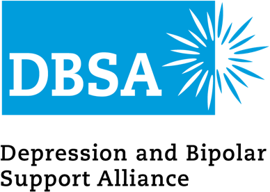 DBSA logo with blue starburst and text “Depression and Bipolar Support Alliance”