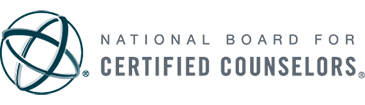National Board for Certified Counselors logo with teal globe icon and gray text