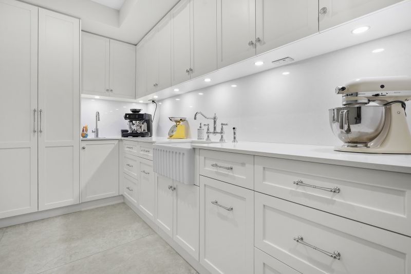 A white kitchen with a stand mixer on the bench — Custom Cabinets Design in Berrimah, NT