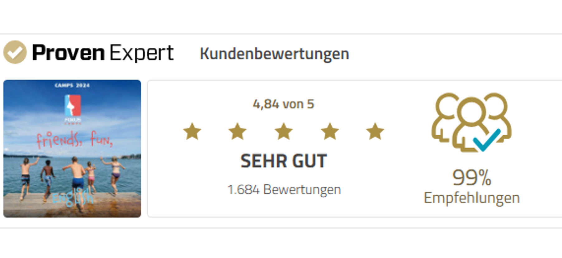 Proven Expert Kundenbewertungen: 4,84/5 „Sehr gut“ basierend auf 1.684 Bewertungen, 99 % Weiterempfehlung.