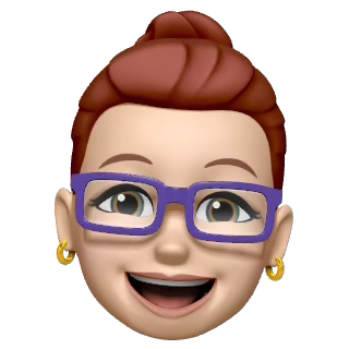 Smiling blonde emoji face with blue eyes and an open mouth