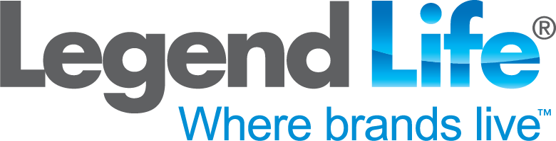 LegendLife logo with blue and black text and the tagline “Where brands live”