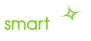 Green “smart” wordmark with a matching star-like icon on white background