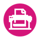 White printer icon inside a magenta circle