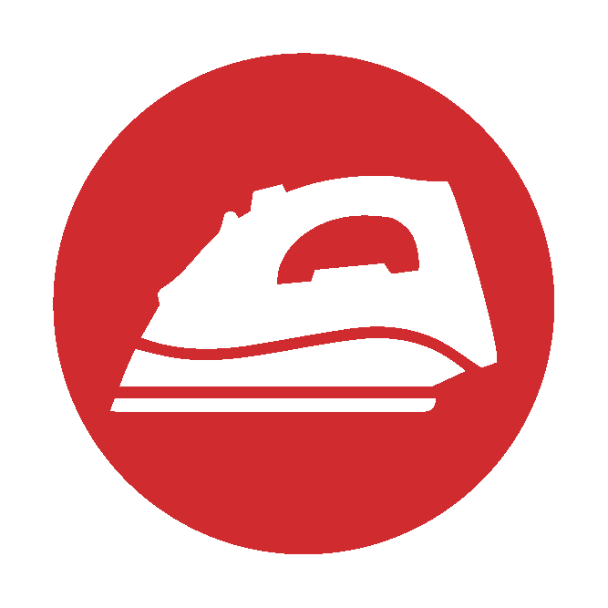 White iron on red circle icon