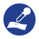 Blue circular icon showing an eyedropper releasing a drop onto a white cloth.