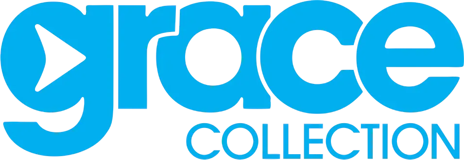 Blue “Grace Collection” logo with stylized white play icon in the G