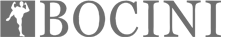 BOCINI logo with a small soccer player silhouette in a gray and white design