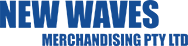 New Waves Merchandising Pty Ltd logo in blue text on a white background