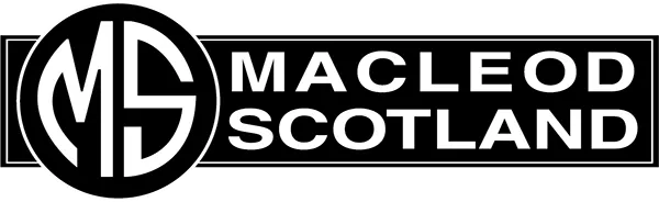 MacLeod Scotland logo in black and white with stylized “MS” emblem