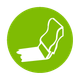 Green circular icon with a white paintbrush painting a white stroke