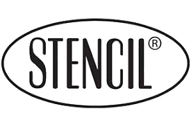 STENCIL logo in black text inside a black oval outline on a white background