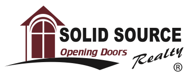 Logo of Solid Source Realty. House icon with window and text "SOLID SOURCE", "Opening Doors", "Realty".