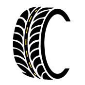Black stylized letter C formed with a tire tread pattern on the left side.