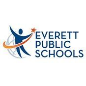 Everett Public Schools logo with a blue stylized figure and orange swoosh beside the text