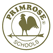 Primrose Schools logo with olive green rooster inside a circle and the words “PRIMROSE SCHOOLS”