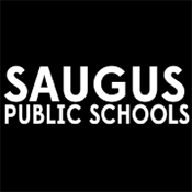 Saugus Public Schools logo in white text on a black background