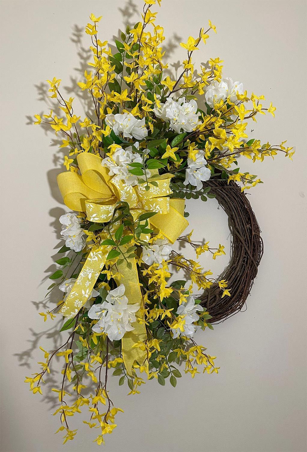 Yellow and white floral wreath