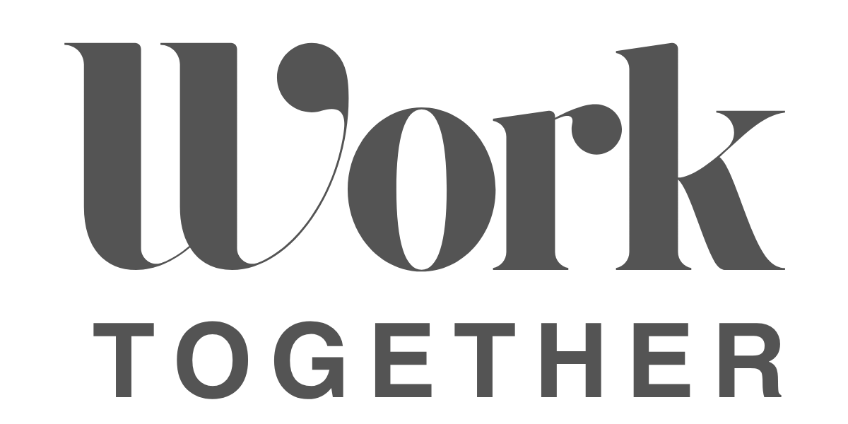 Work Together logo in gray, stylized lowercase text on a white background