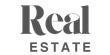 Real Estate logo in gray text on a white background