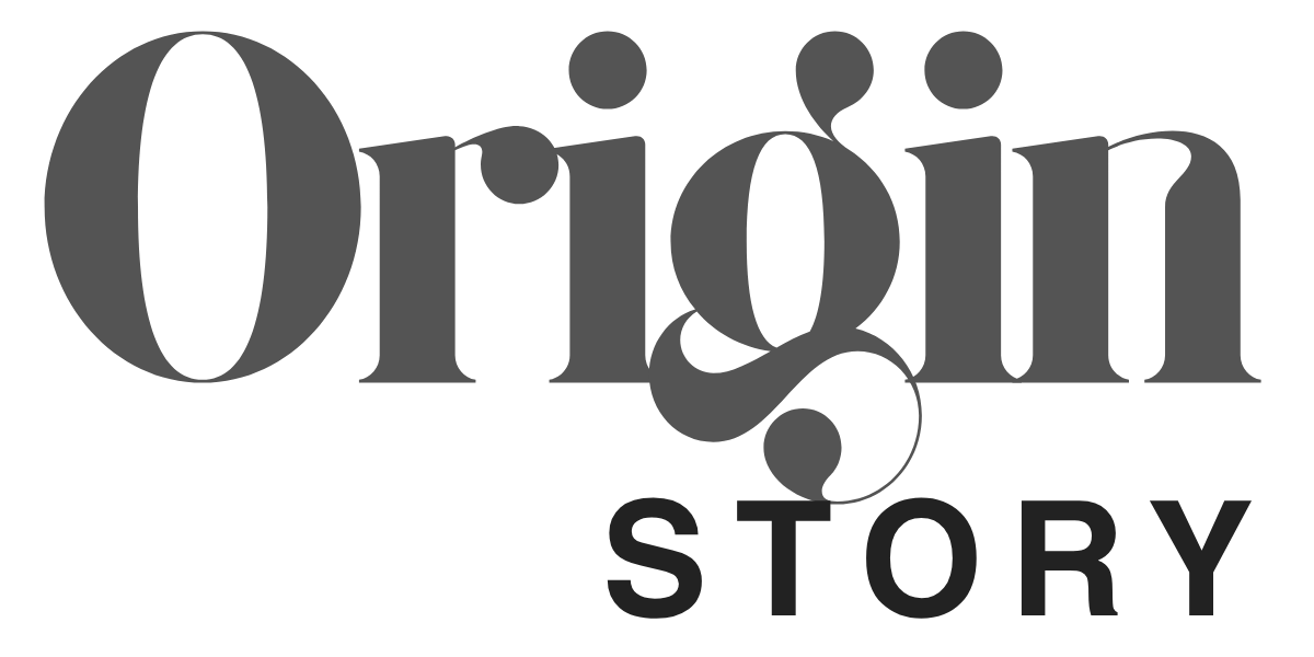 Origin Story logo in black serif text on a white background