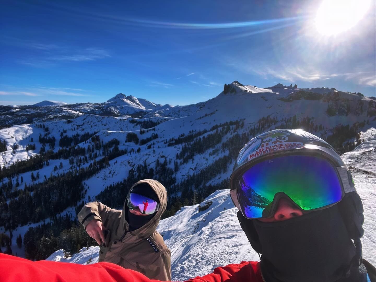 David and his son skiing.
