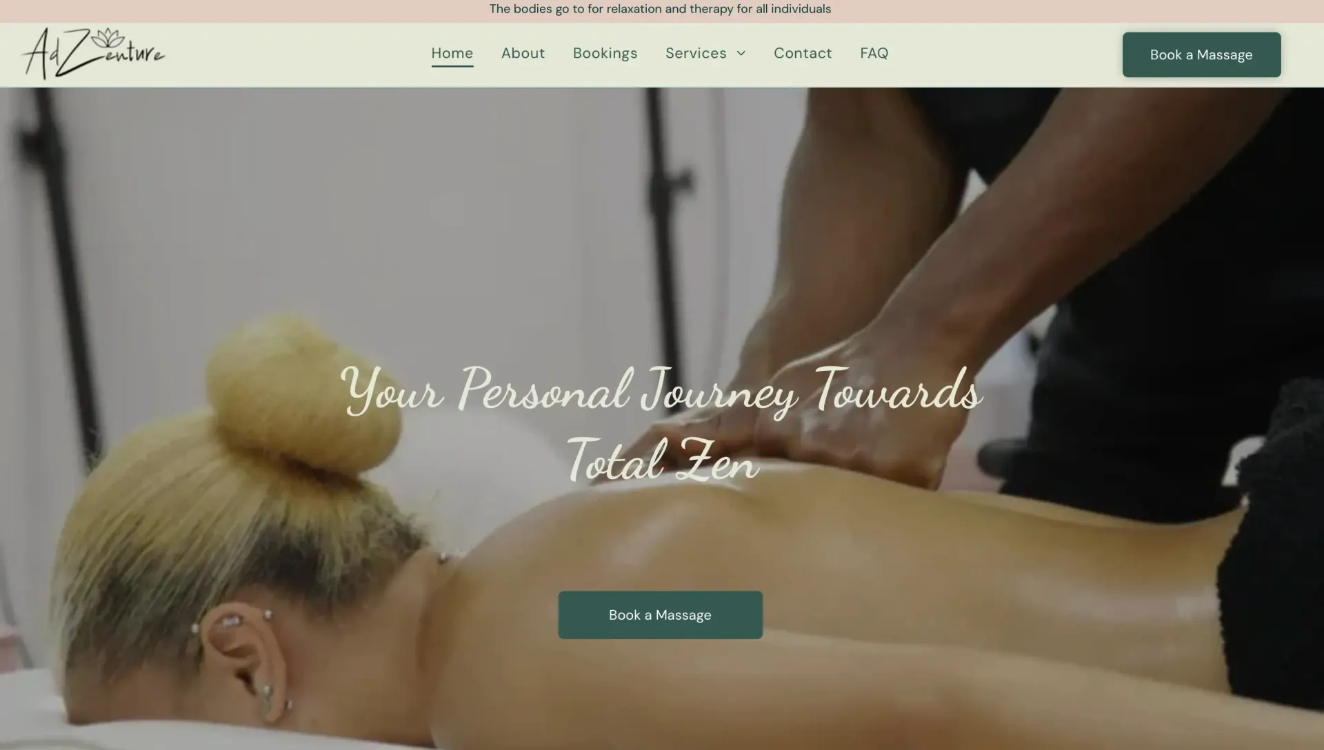 Person receiving a massage; hands on back; text reads
