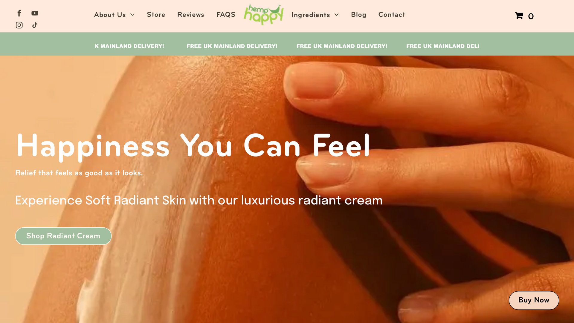 Hand applying lotion to skin; text overlay: