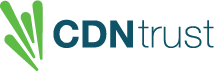 The logo for cdn trust is green and blue with a green arrow.
