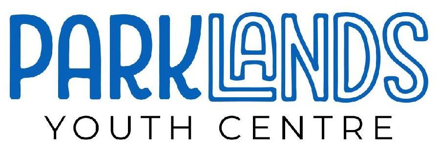 The logo for parklands youth centre is blue and black.