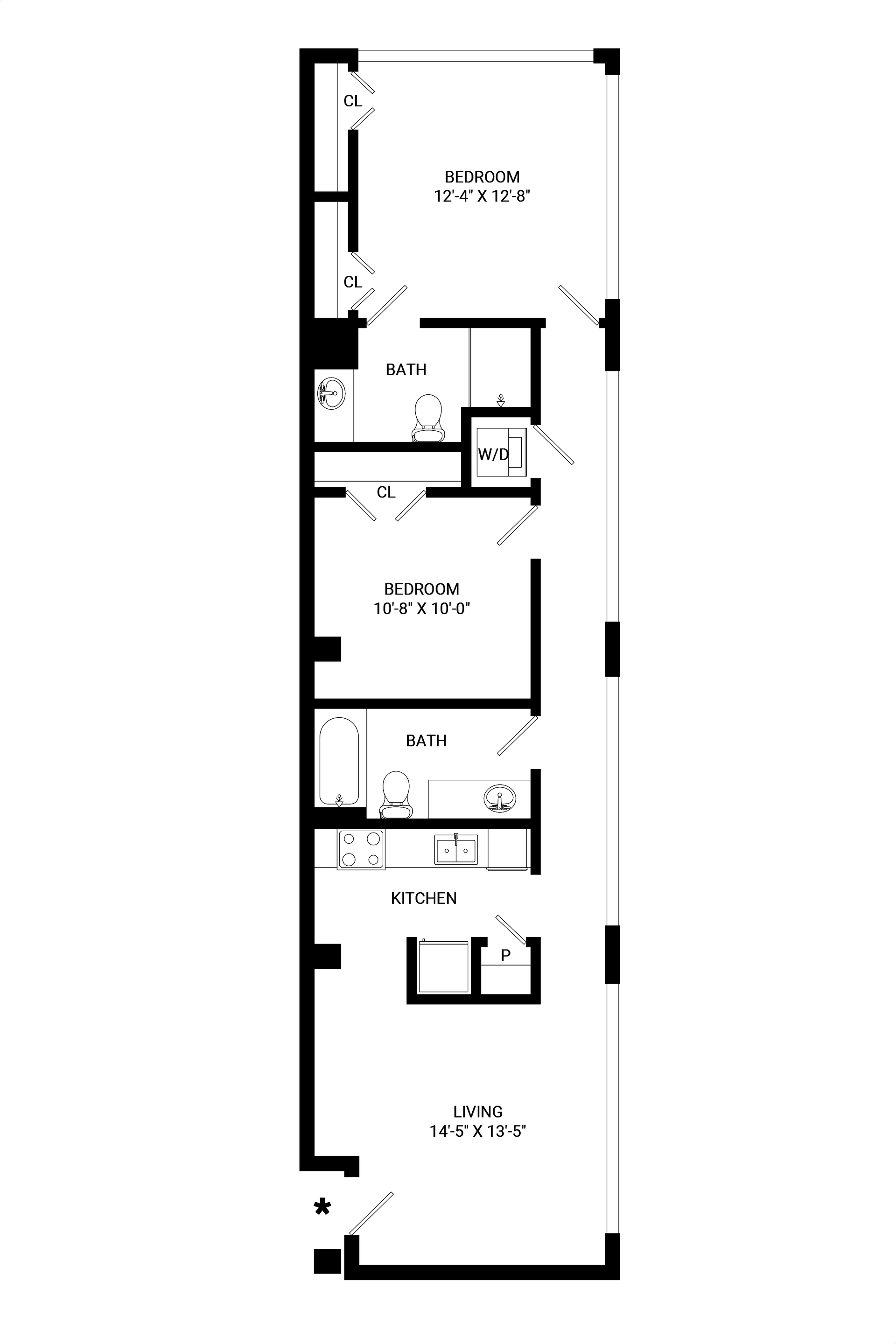 A black and white floor plan of a house on a white background.
