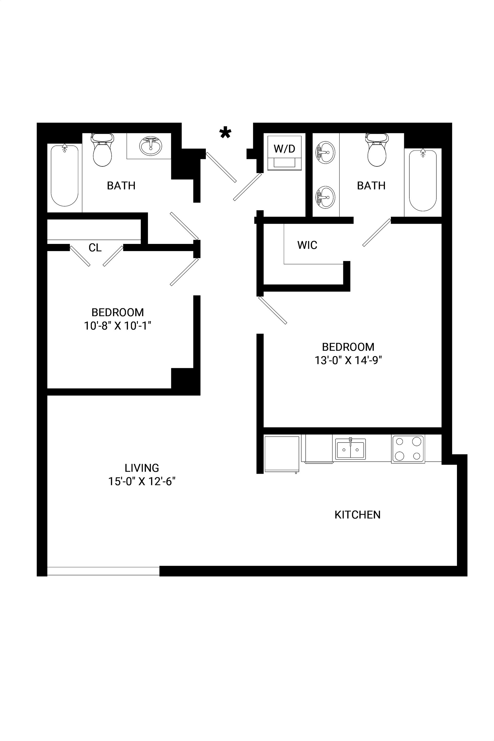 A black and white floor plan of a house.