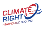 The logo for climate right heating and cooling