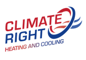 The logo for climate right heating and cooling