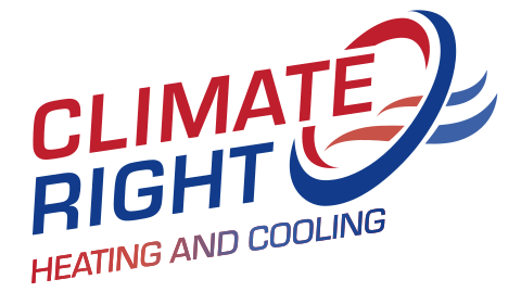 The logo for climate right heating and cooling