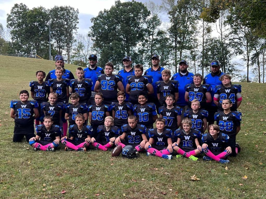 A group of young football players are sitting on the field.