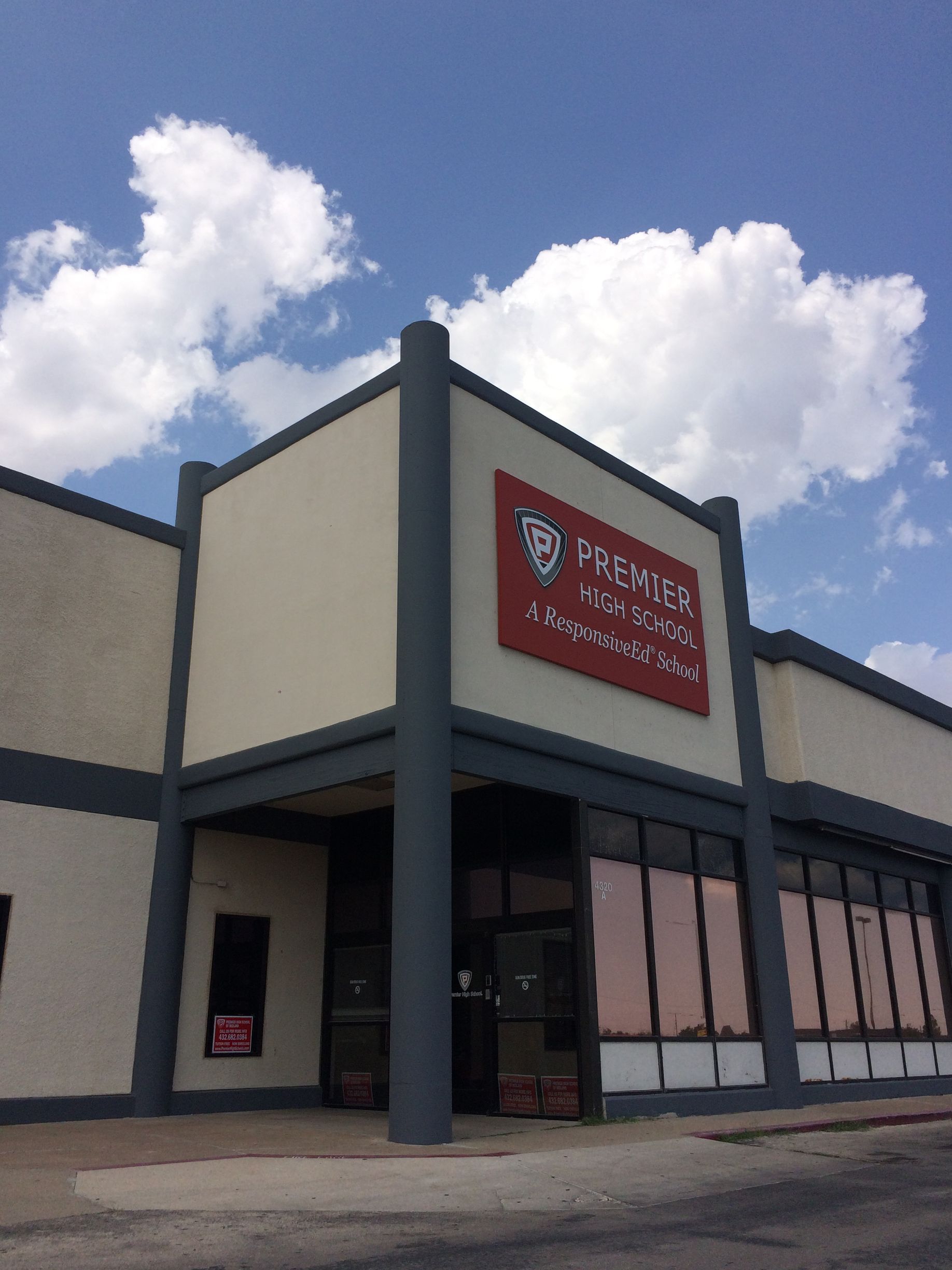 Building with a sign for 
