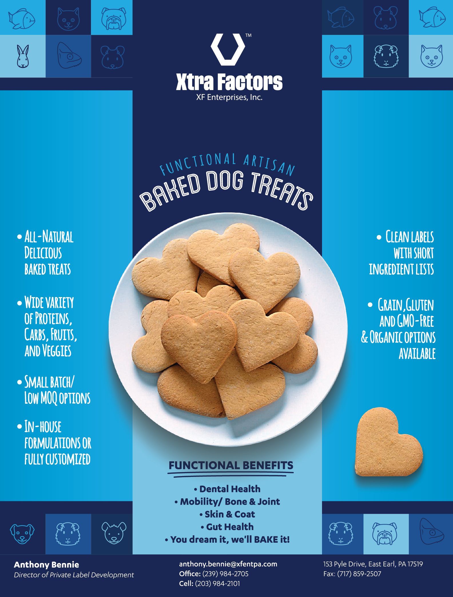A box of Xtra Factors baked dog treats