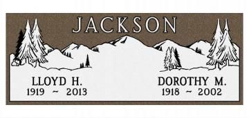 Jackson gravestone with two pine trees and names Lloyd H. and Dorothy M.
