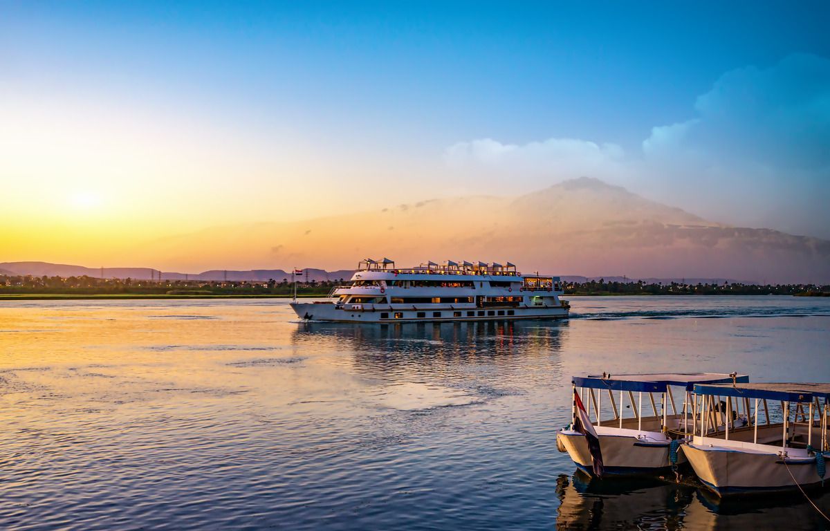 Luxury 5-star Nile Cruise boat sailing between Luxor and Aswan