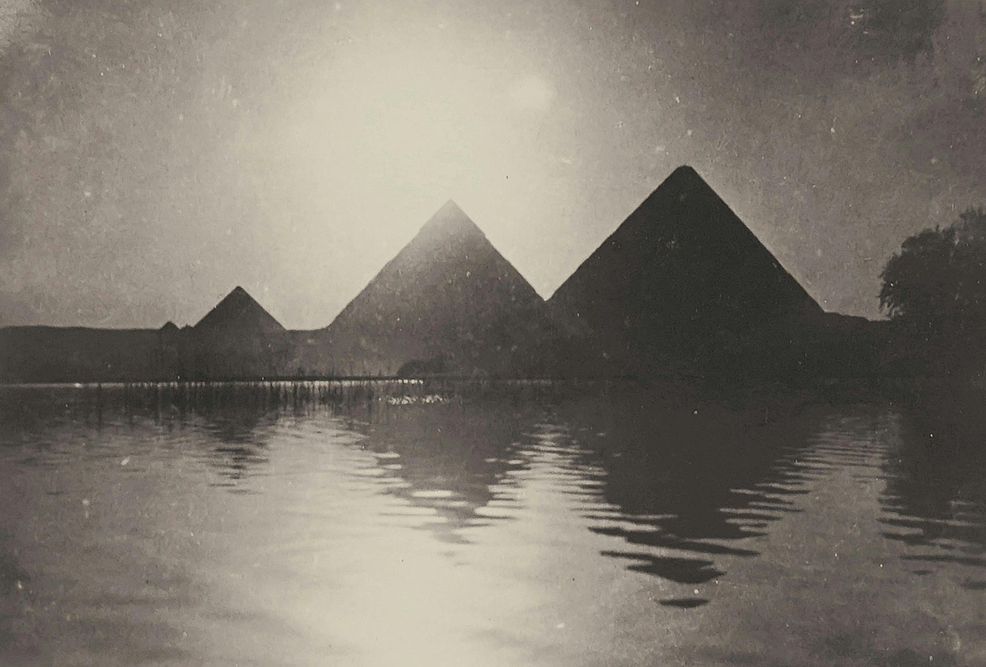 Panorama view of the Giza pyramids