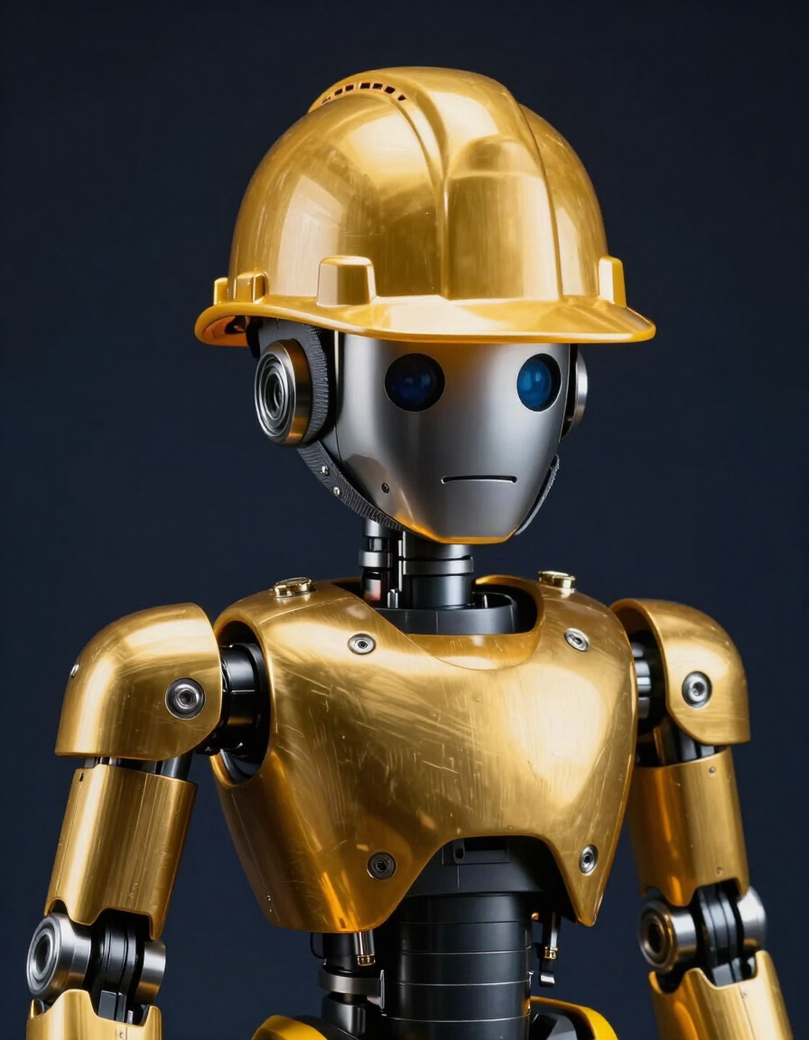 Capital io gold hard hat robot mascot