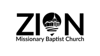 Logo for Zion Missionary Baptist Church featuring the word ZION with a church icon in place of the letter O.